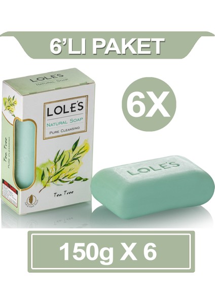 Lüks Bitkisel Çay Ağacı Yağı Sabunu Sabunu 6X150 gr