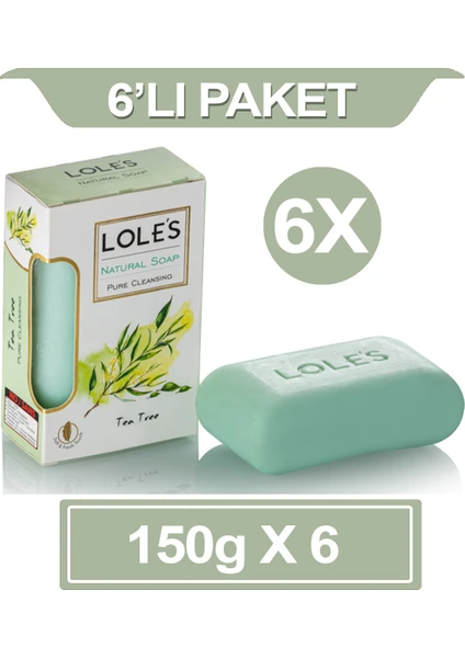 Lüks Bitkisel Çay Ağacı Yağı Sabunu Sabunu 6X150 gr