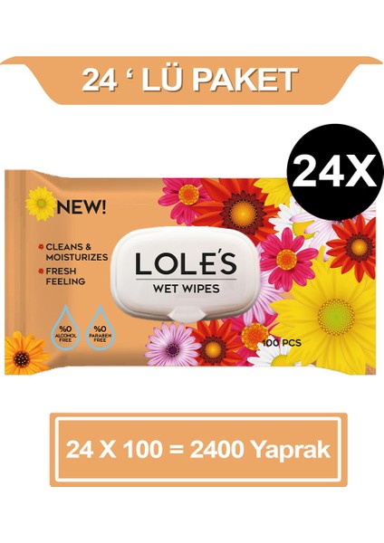 Genel Kullanım Islak Mendil 24 x 100'lü 2400 Yaprak