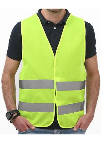 Fosforlu Reflektörlü Sarı Ikaz Yeleği 5 cm Reflektörlü Standart Beden