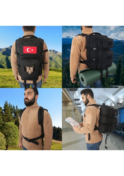 Su Geçirmez Çok Gözlü Kampçı-Seyahat-Dağcı-Outdoor-Askeri Taktik Sırt Çantası + 1 Adet Peç