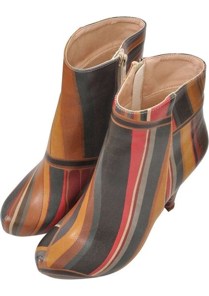 Kadın Vegan Deri Çok Renkli Bootie - Fields of color Tasarım