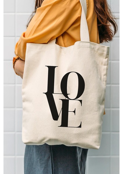 Kanvas Love Baskılı Bez Çanta 1169