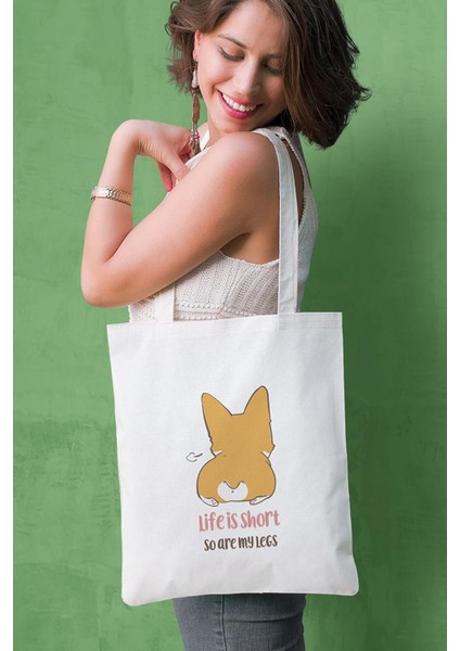 Life Is Short Baskılı Bez Çanta 1041