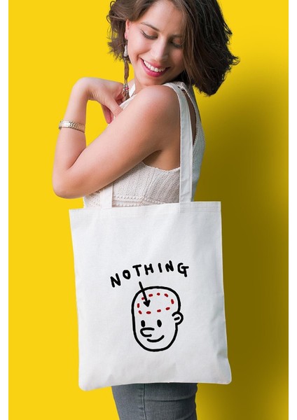 Nothing Head Baskılı Ham Bez Çanta 0906