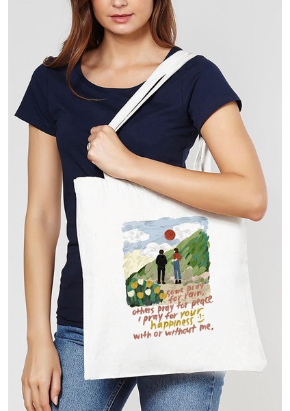 Beyaz I Pray For Your Ham Bez Çanta 0794