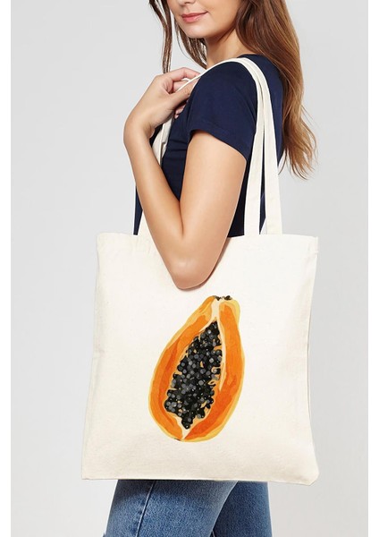 Big Papaya Baskılı Ham Bez Çanta 0882