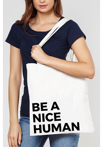 Beyaz Be A Nice Human Ham Bez Çanta 0760