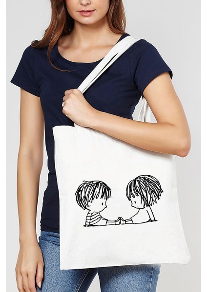 Beyaz Minik Ayaklar Ham Bez Çanta 0818