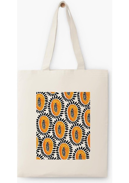 Papaya Baskılı Ham Bez Çanta 0628