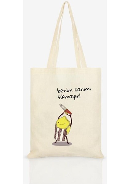 Limon Baskılı Ham Bez Çanta (Tek Taraflı) C0188