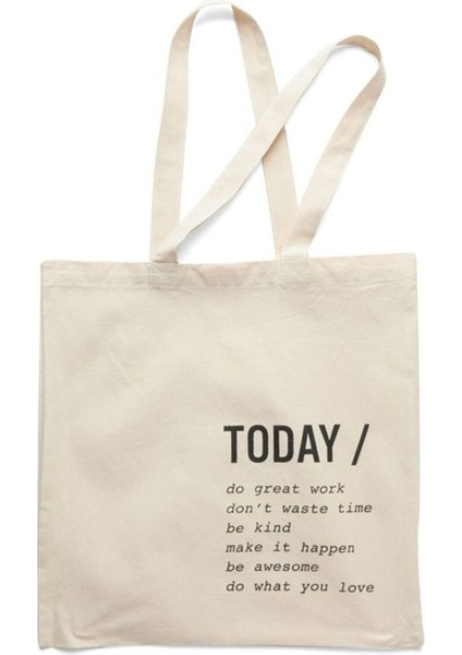 today Baskılı Ham Bez Omuz Çantası