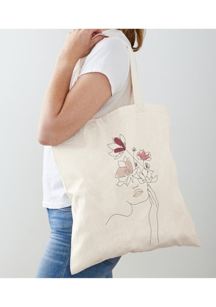 minimal Kadın Tasarımlı Ham Bez Omuz