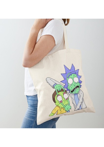 rick And Morty Baskılı Ham Bez Omuz