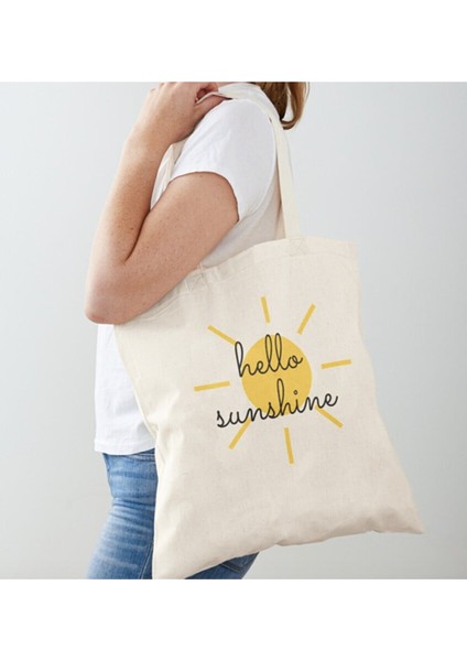 hello Sun Shine Baskılı Ham Bez Omuz