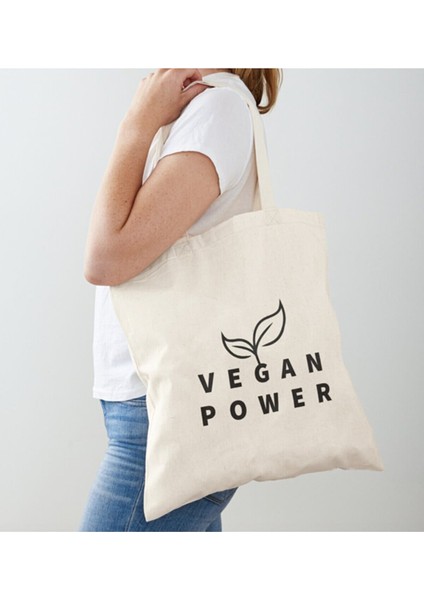 vegan Power Baskılı Ham Bez Omuz