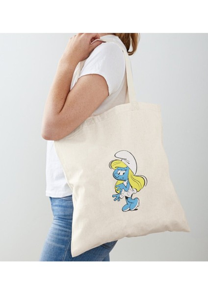 şirine Baskılı Ham Bez Omuz Çantası