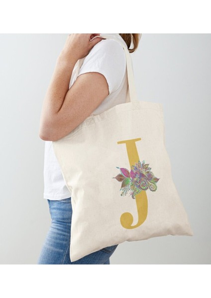 J Harfi Gold Tasarım Ham Bez Omuz