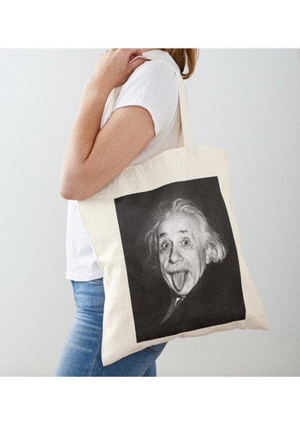 albert Einstein Baskılı Ham Bez Omuz