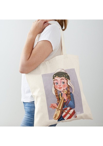 karadeniz Kızı Tasarımlı Ham Bez Omuz