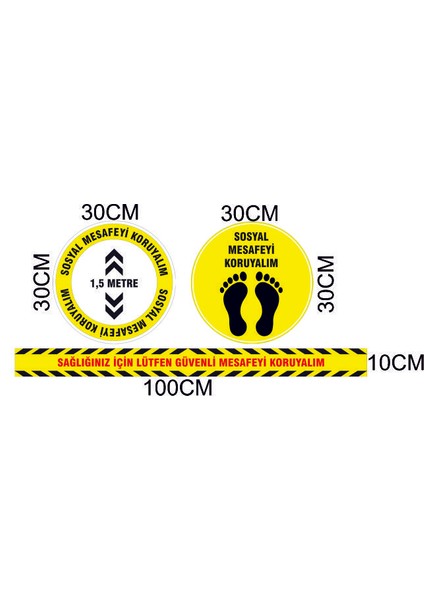 Sosyal Mesafe Etiketleri 30 x 30 cm