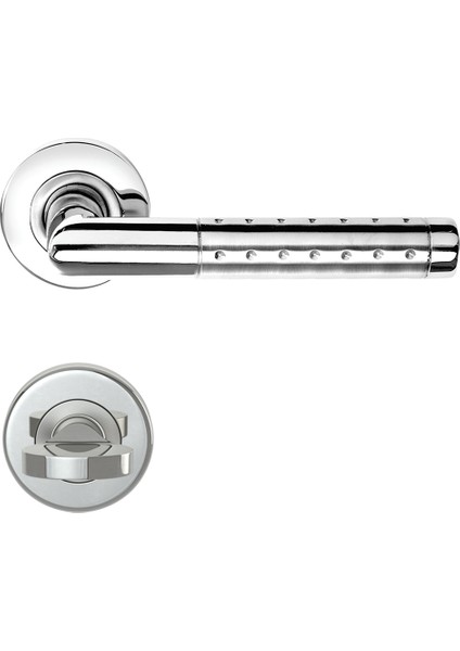 106L Noktalı Saten Krom Rozetlı Kapı Kolu Saten Rozetli Wc (Tk)