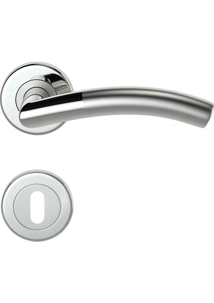 103E Saten Krom Rozetlı Kapı Kolu Saten Krom Rozetli Oda (Tk)