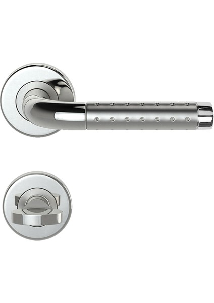 206L Noktalı Saten Krom Rozetlı Kapı Kolu Saten Krom Rozetli Wc (Tk)