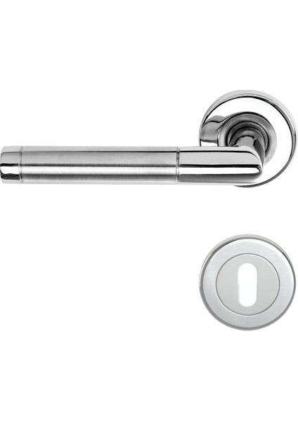 103L Saten Krom Rozetlı Kapı Kolu Rozetli Yale Sol