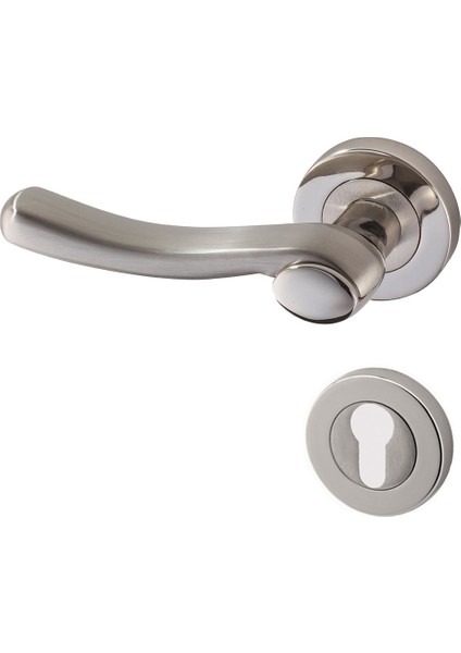 Dilara Saten Nikel Kapı Kolu Rozetli Yale Sol