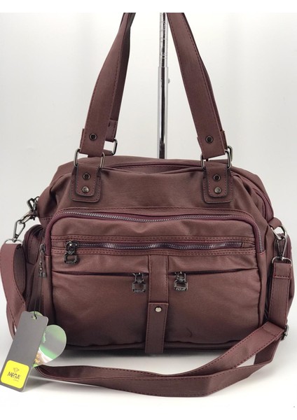 Mega Yıkamalı Deri Kadın Omuz Çantası