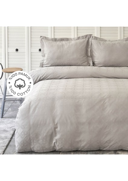 White Colletion Santino Gri %100 Pamuk Çift Kişilik Nevresim Takımı