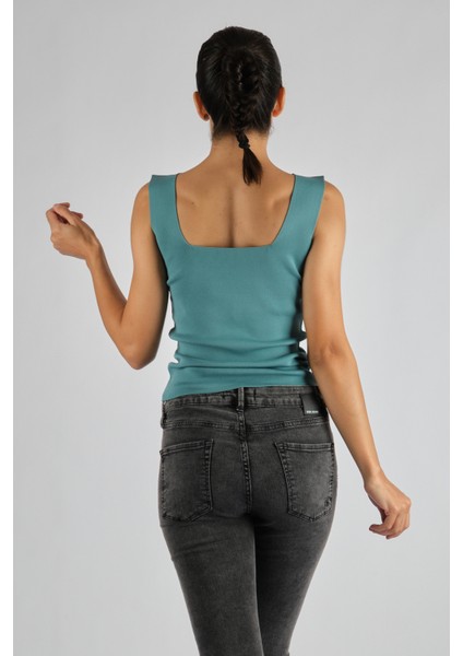 Minimalist Kare Yaka Kolsuz Crop Bluz - Günlük Şıklık fırsatları