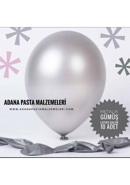 Balon Metalik Gümüş (10 Adet)