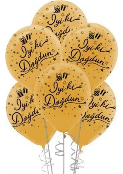 Balon Iyi Ki Doğdun Gold-Siyah (10 Adet)