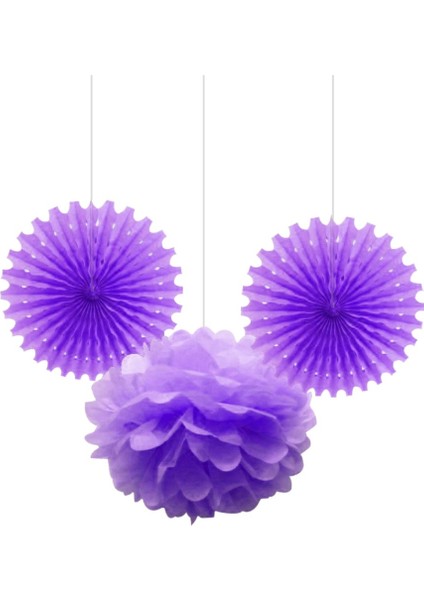 KF114-MOR Kağıt Süs Set Mor 3'lü