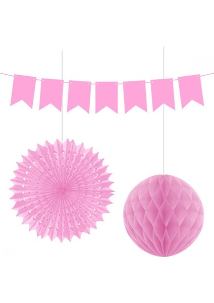 KF099-PMB Kagıt Süs Seti Pembe