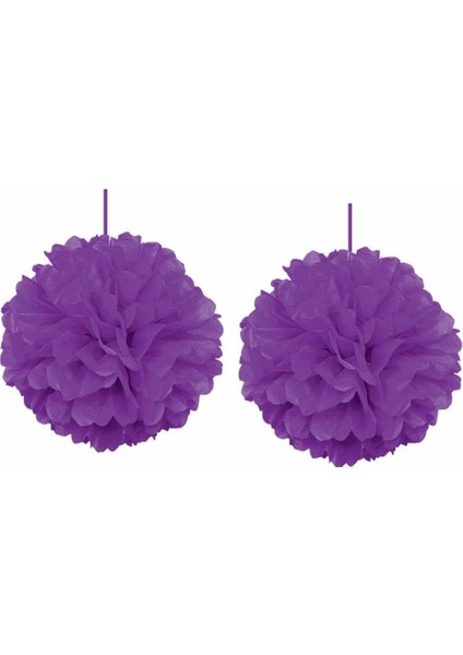 KF035 2'li Pompom Dekor Süs Mor