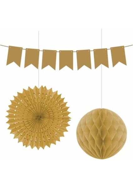 KF099-GLD Kagıt Süs Seti Gold