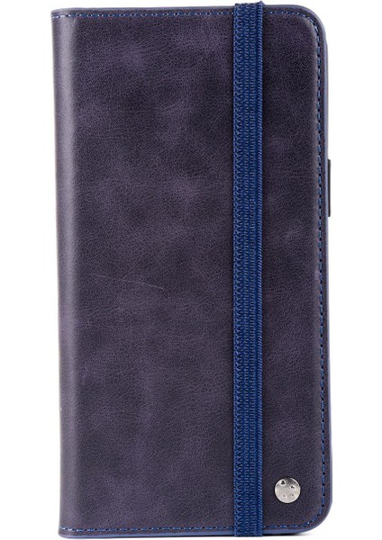 iPhone 11 Hakiki Deri Kapaklı Cüzdan Kartlık Kılıf Çıkartılabilen Mıknatıslı Kapak Standlı Lacivert