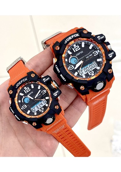 Silikon Dijital Anolog Turuncu Çift Saati