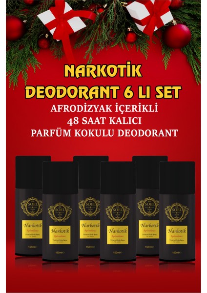 Erkek Deodorant Sprey 6 Adet Parfüm Içerikli Narkotik 6X150 ml