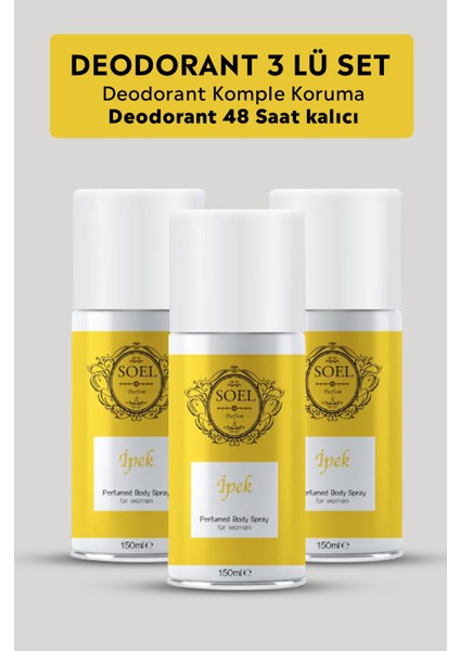 Kadın Deodorant Sprey 3 Adet Afrodizyk Içerikli Ipek 150 ml