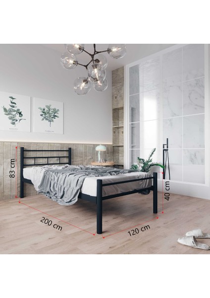 K70 Beyaz Metal Karyola Tek Kişilik (120X200 Cm) Yataksız