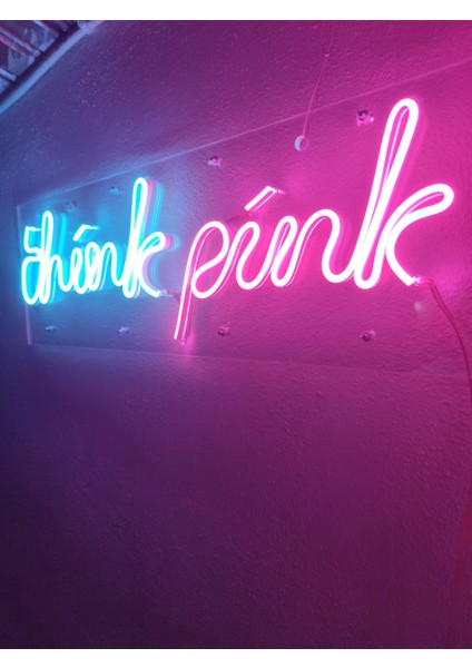 Think Pink Neon LED Dekoratif Duvar Aydınlatması Neon Duvar Yazısı