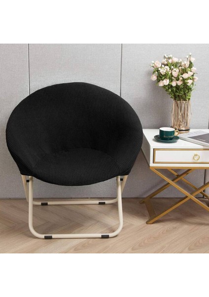 F Fityle Süper Yumuşak Jakarlı Kumaş Daire Sandalye Slipcover Kaymaz Yüksek Streç Çıkarılabilir Polyester Ay Sandalye Kapak Yetişkin Mobilya Koruma Yıkanabilir - Siyah (Yurt Dışından)