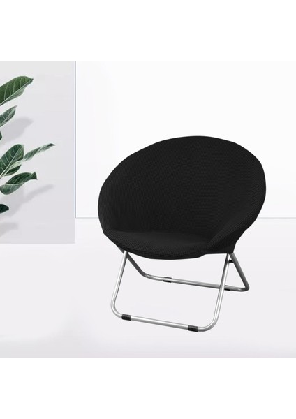 F Fityle Süper Yumuşak Jakarlı Kumaş Daire Sandalye Slipcover Kaymaz Yüksek Streç Çıkarılabilir Polyester Ay Sandalye Kapak Yetişkin Mobilya Koruma Yıkanabilir - Siyah (Yurt Dışından)