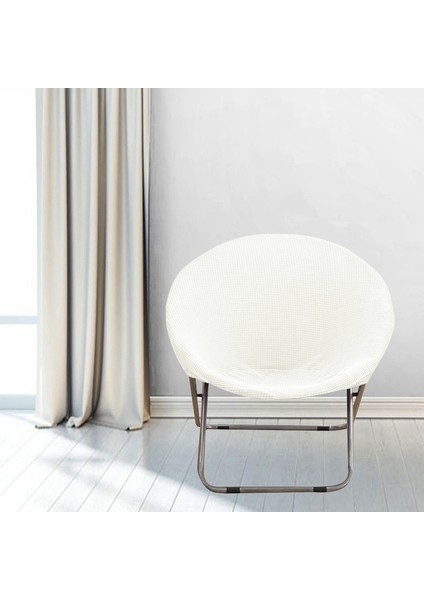 F Fityle Jakarlı Kumaş Daire Sandalye Slipcover Streç Çıkarılabilir Ay Sandalye Kapak Beyaz (Yurt Dışından) indirimleri
