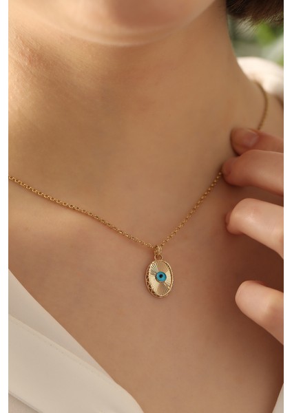 14 Ayar Altın Işıltılı Oval Göz Doç Zincir Kolye fiyatları