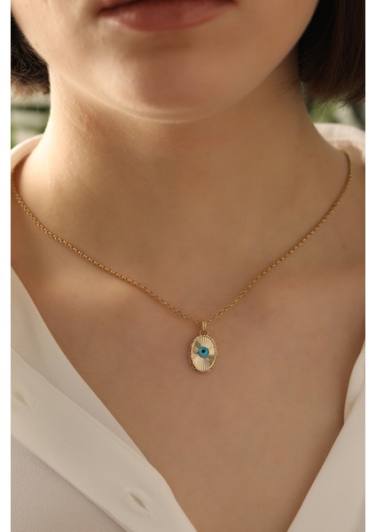 14 Ayar Altın Işıltılı Oval Göz Doç Zincir Kolye fırsatları